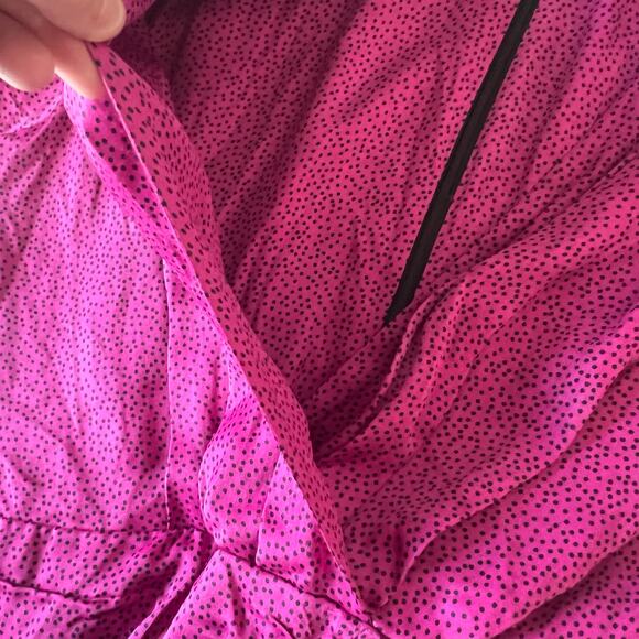 NEW Zara Women's Ruched Satin Effect Print Wrap Dress Fuchsia Pink Size XL - Picture 9 of 16